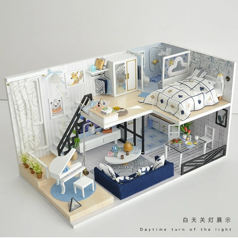 High Difficulty 3D Wooden Puzzle Adult DIY Assembly Mini House Model Creative Handicraft Educational Leisure Toy Holiday Present