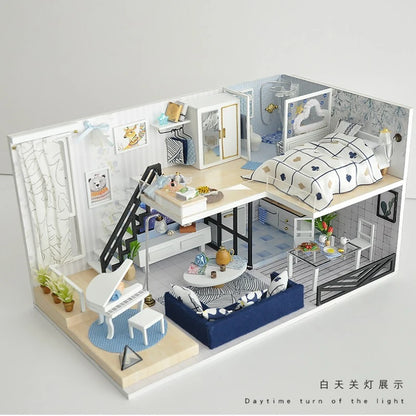 High Difficulty 3D Wooden Puzzle Adult DIY Assembly Mini House Model Creative Handicraft Educational Leisure Toy Holiday Present