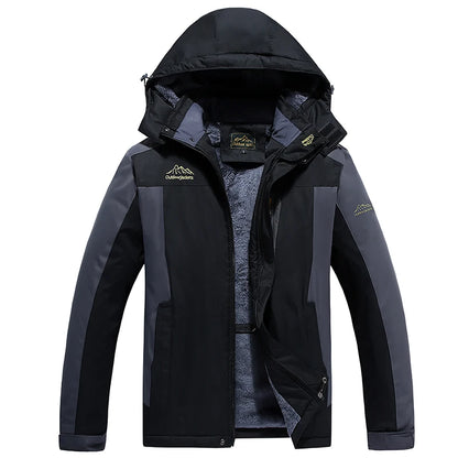 Warm Jacket Men's Plus Size L-9XL Winter Plus Velvet Thickened Cold-proof Outdoor Red Black Blue Hooded Mountaineering Suit