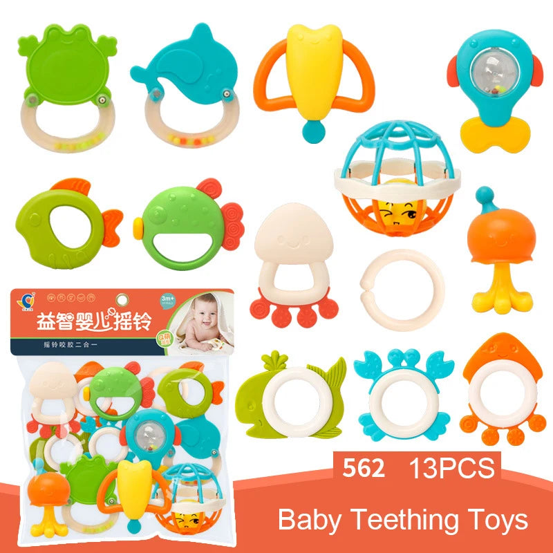 Baby Rattles Toys Set Infant Grab Shake Rattle Sensory Teether Babies Development Learning Music Toy Newborn First Birthday Gift