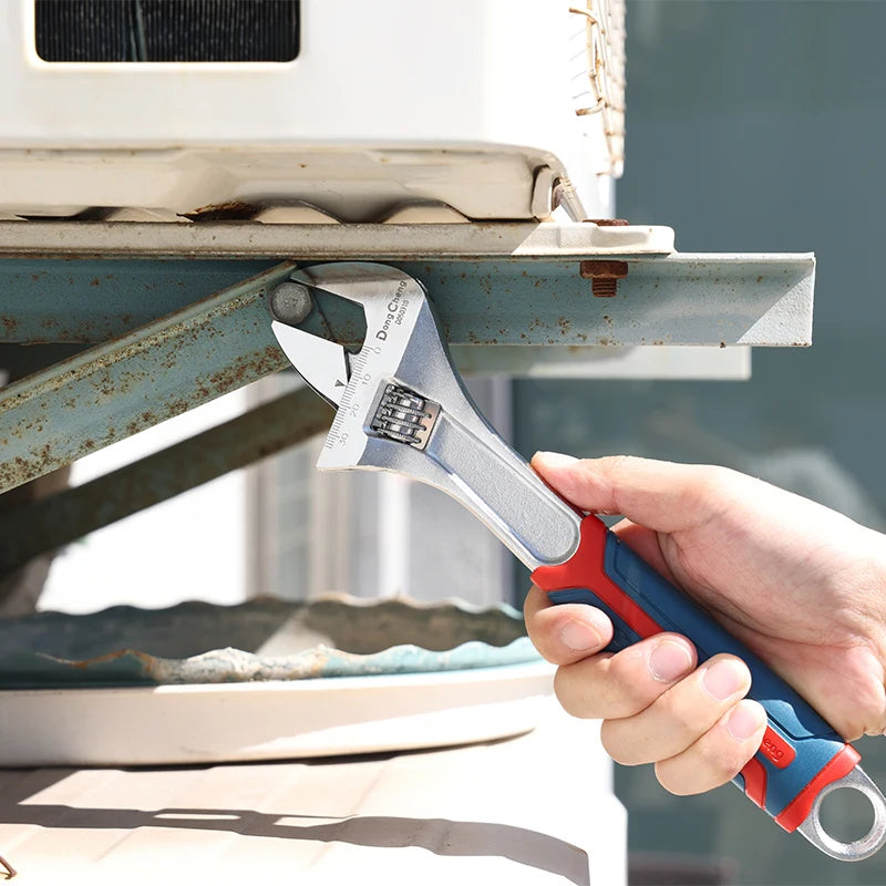 Professional Adjustable Wrench with Laser Scale - Forged Steel, Chrome Plated, Large Jaw & Soft-Grip Handle (6/8/10/12 Inch)