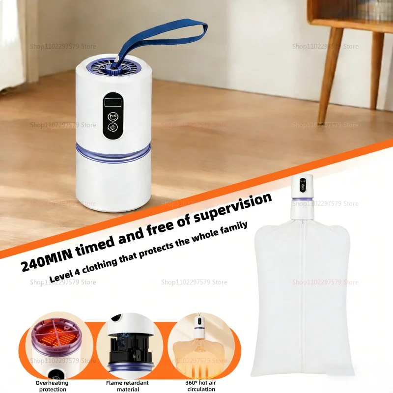 Household Clothes Dryer Mute Mini Laundry Dryer For Travel Dorms Foldable Electric Drying Machine Shoes Dryer With Dry Bag