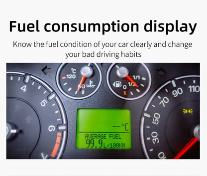KWHUD HUD OBD2 Head-up Display Car Digital Speedometer RPM Clock Water/Oil Temp Meter for Smart Fortwo 453 451 450 2008-2024