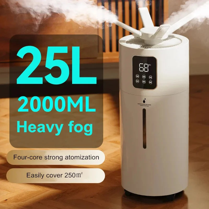 25L Industrial Humidifier Commercial Ultrasonic Humidifier Quad-core Atomization Smart Sterilization Disinfection Air Purifier