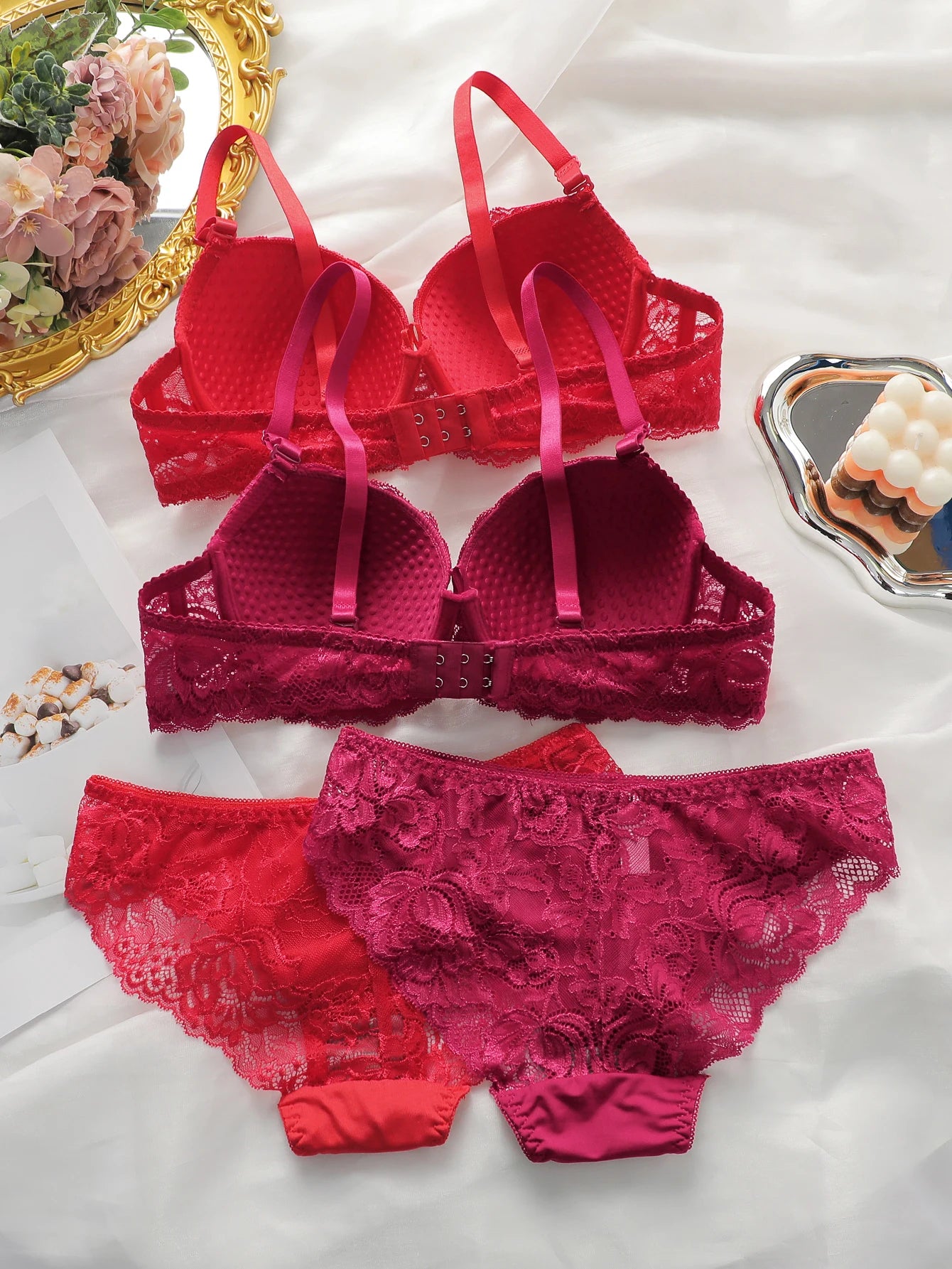 2-piece set of colorful lace combination for gathering and lifting daily bras lingerie set for women sexy  Lingerie 2 sets A2155