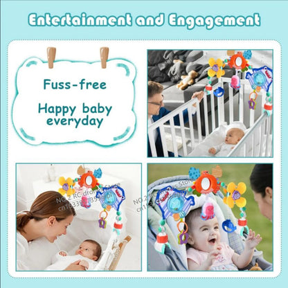 Crib Hanging Bell Stroller Arch Clip Foldable Sunflower Baby Interactive Rainbow Toys Infant Grab Exercise for Son Daughter Gift