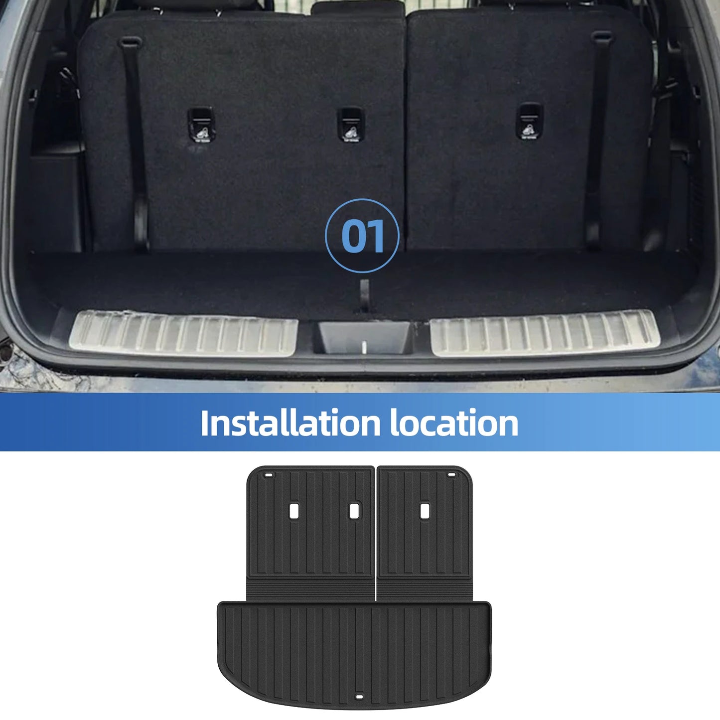 Smabee for Kia Telluride 2027 Gas (only fit 7seats) TPE 3D Car Floor Mat Cargo Liner Trunk Pad Waterproof All Weather Black