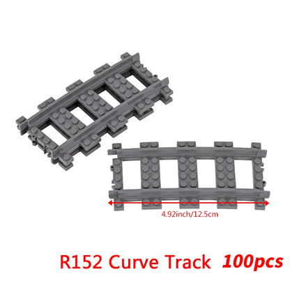 MOC City Bricks Train Flexible Construction Parts Railway Curve Track R104 Building Blocks Model Accessories Compatible 53401