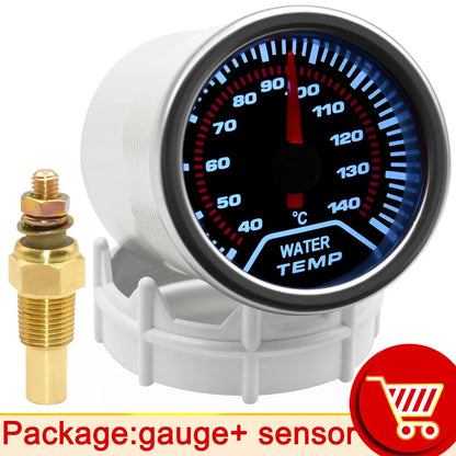 AD 52mm Water Temperature Gauge + 10mm Sensor  Boost Gauge Bar Psi Vacuum Oil Temp Press Voltmeter Tachometer RPM Car Gauge Pods
