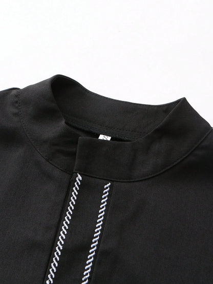 New Muslim men's Thobes Formal wear long sleeve embroidery simple men's loose casual Arabic Islamic national style loose robe