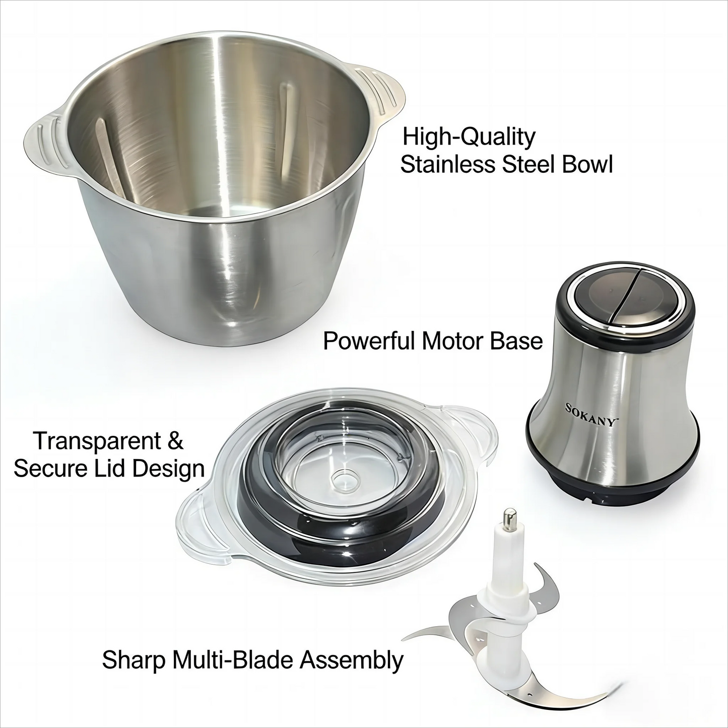 800W 3L Electric Meat Grinder Multifunction Food Processor Stainless Steel Kitchen Grinder Vegetable Chopper Slicer Machine Home