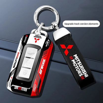 Car ABS Racing Style Key Shell Key Bag Cover Key Rings For Mitsubishi Outlander Eclipse Cross Pajero Lancer Evolution RALLIART