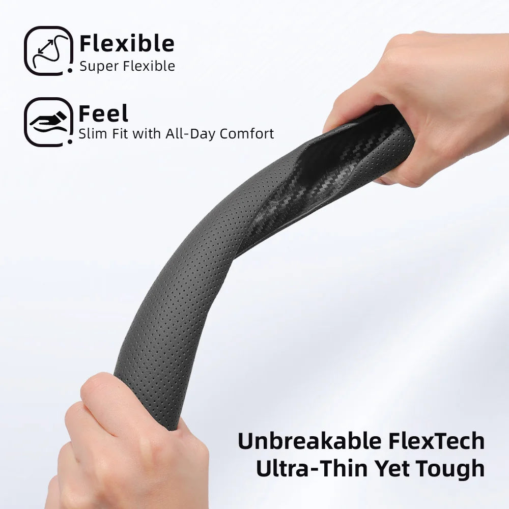 Suitable for Leapmotor Breathable Leather Steering Wheel Cover with Segmented Quick-Release Design, Non-Slip and Durable, for Models T03 C10 B10 B05 B03X C16 C11 C01, Etc., in Black, Bright Red, and Green