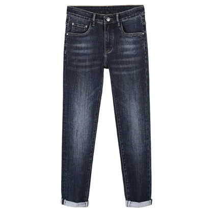 Autumn and Winter Thick Jeans for Men 2024 New Embroidered Fashion Elastic Slim Fit High-End Men's Clothing Denim Trousers