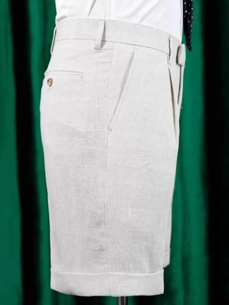 Office Men Work Summer Suit Shorts Japanese Style Solid Color High Street New Knee Length Trousers Male Straight Casual Shorts