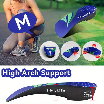 RooRuns Orthopedic Arch Support Shoes Insoles 3/4 Length Flat Feet Shoes Pads for Feet Plantar Fasciitis Heel Pain Relief Unisex