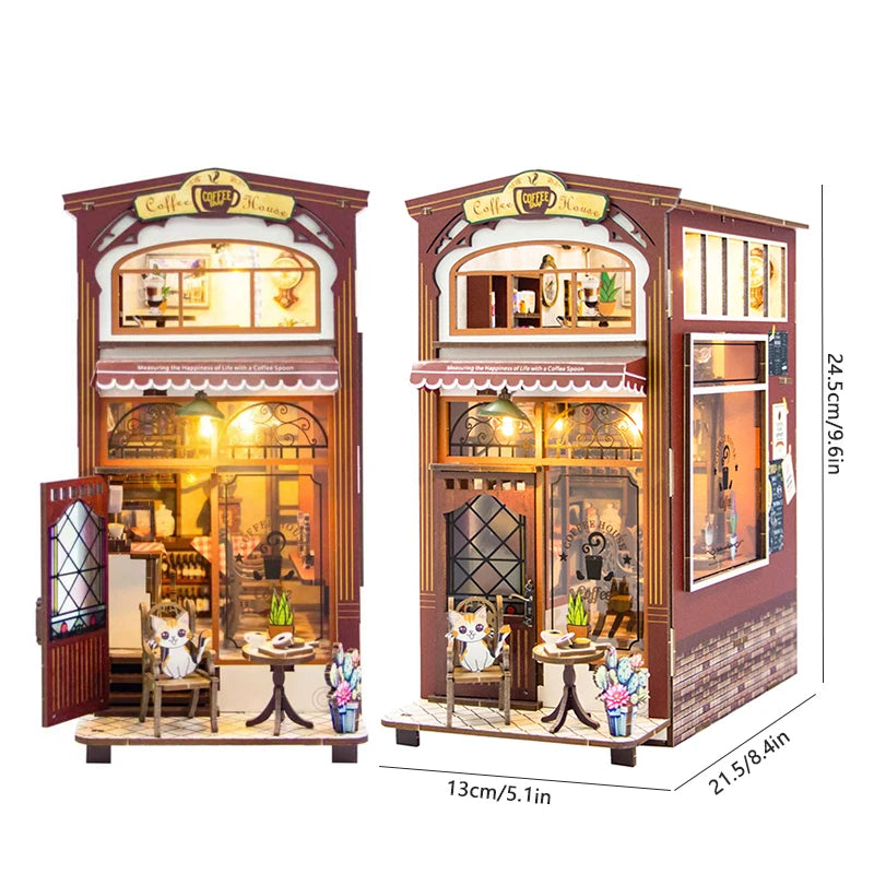 Gothic Miniature Book Nook Kit DIY Wooden Doll House with Furniture Handmade Ornament Home Decor Gift for Bedroom StudyBookshelf