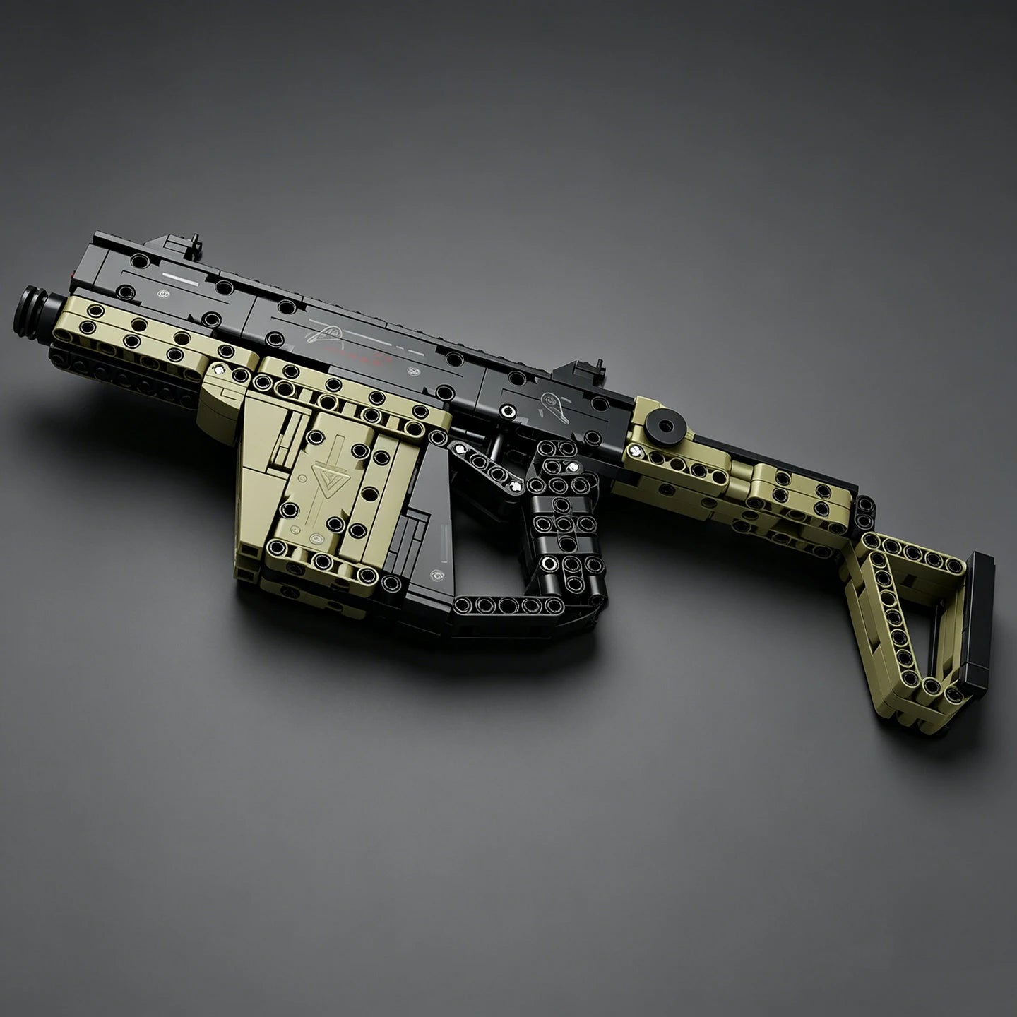 2026 New Vector Submachine Gun Military Equipment Building Block Gun  - Educational Toy Gun with Folding Stock