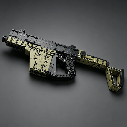 2026 New Vector Submachine Gun Military Equipment Building Block Gun  - Educational Toy Gun with Folding Stock