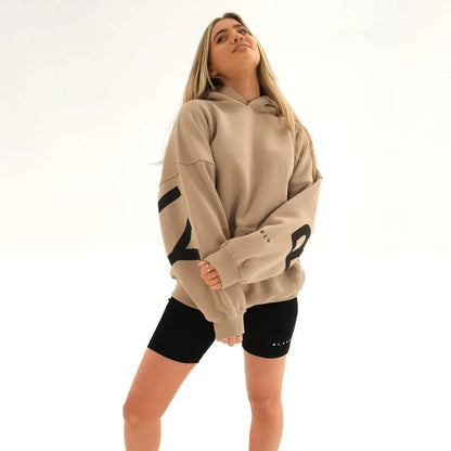 New Women's Thickened Long Sleeve Hoodie Sweatshirt Sweet Style Straight Cut Regular Sleeve Length Autumn Collection Print De...