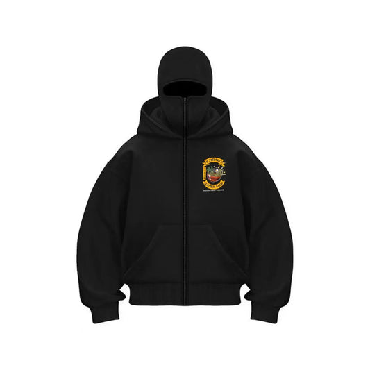 Ichiraku Ramen Shop Men's Balaclava Zip Hoodie Warm Winter Outdoor Casual Sweatshirt