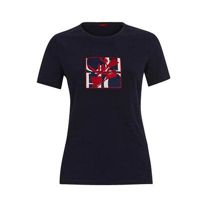 CHCH Women's T-shirt Summer New High Quality Round Neck Embroidered Texture Top