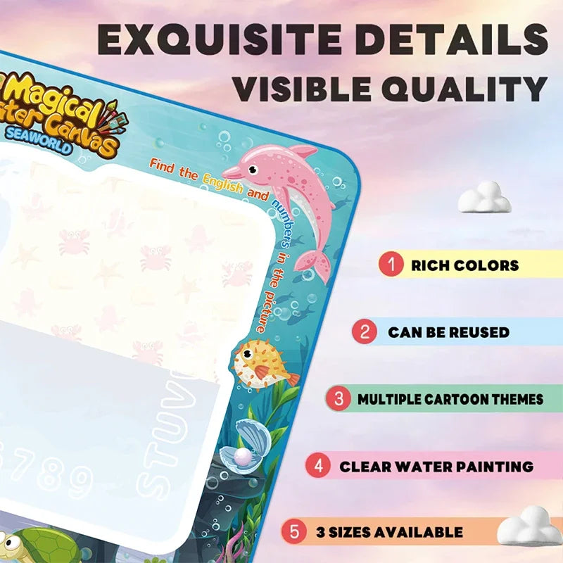 Large Water Doodle Mat for Toddlers Drawing Toy Tablets Painting Set with Colorful Graffiti Blanket Educational Games Children