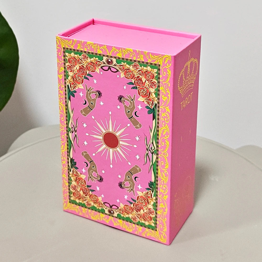 12x7cm Waterproof Durable PET Plastic Tarot Pink & Rose Gold Foil Tarot Cards 78-Card Deck with Box