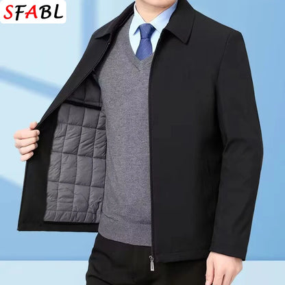 Casual Thermal Warm Winter Jackets for Men Business Blazers Coat Fleece Lining Men's Winter Jacket Luxury Parka Outerwear L-3XL