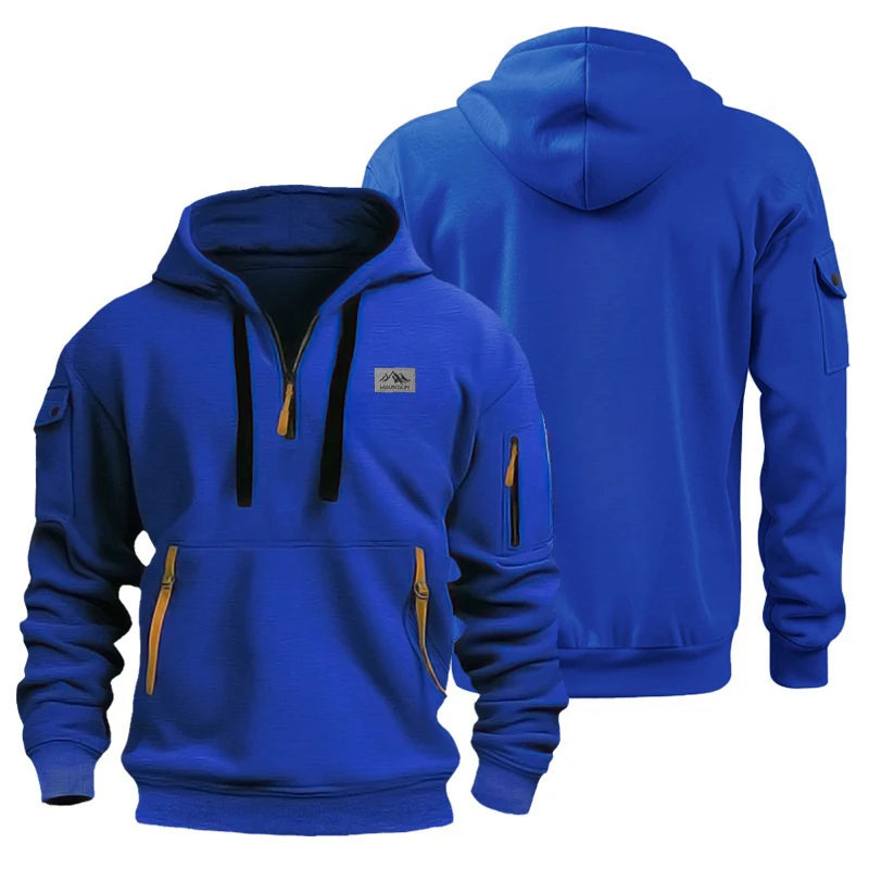 Men's hooded sports shirt casual sports jacket retro long-sleeved multi-pocket casual loose-fitting coat hoodie