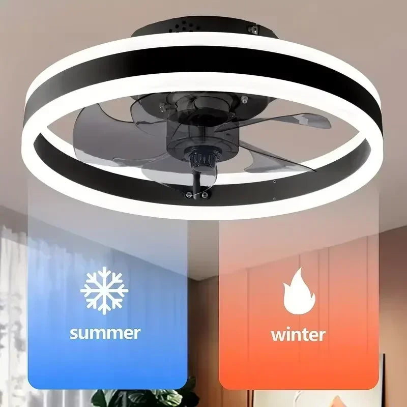 Latest Models Embedded LED Ceiling Fan with 5 Blades and Lights and Remote Control, Adjustable from 3000K to 6500K Lighting