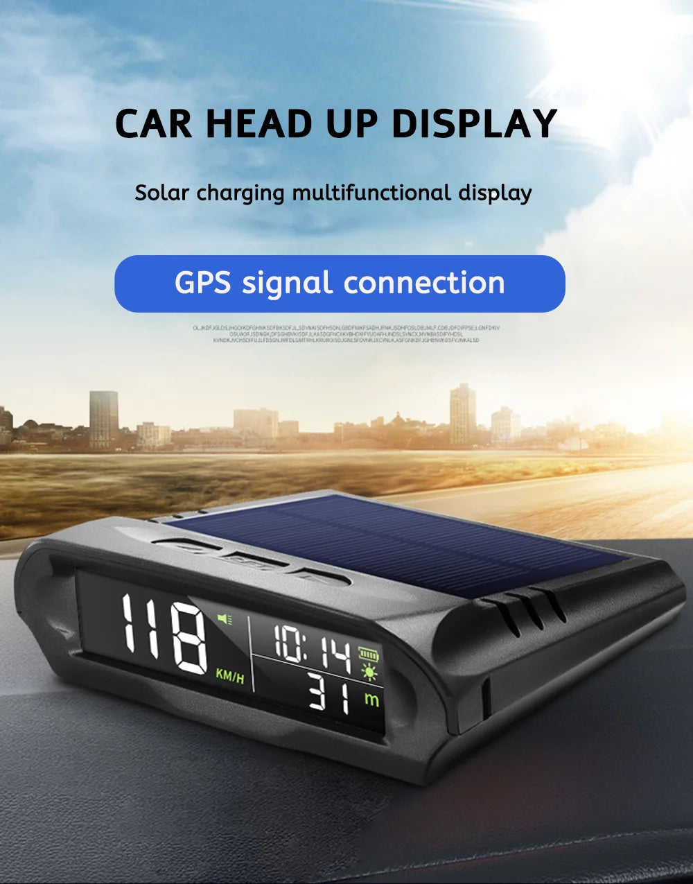Digital Head‑Up Displayer OBD2+GPS Speed Warning Head Up Display Smart Gauge Car HUD Speedometer Turbo RPM Alarm for Car Truck