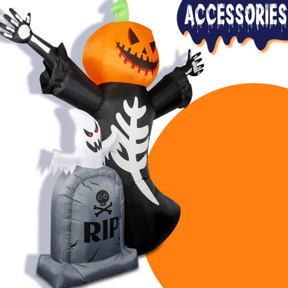5/8FT Inflatable Halloween Decor Tombstone Ghost Pumpkin Skull Decoration Outdoor Horror House Yard Garden Props Halloween Party