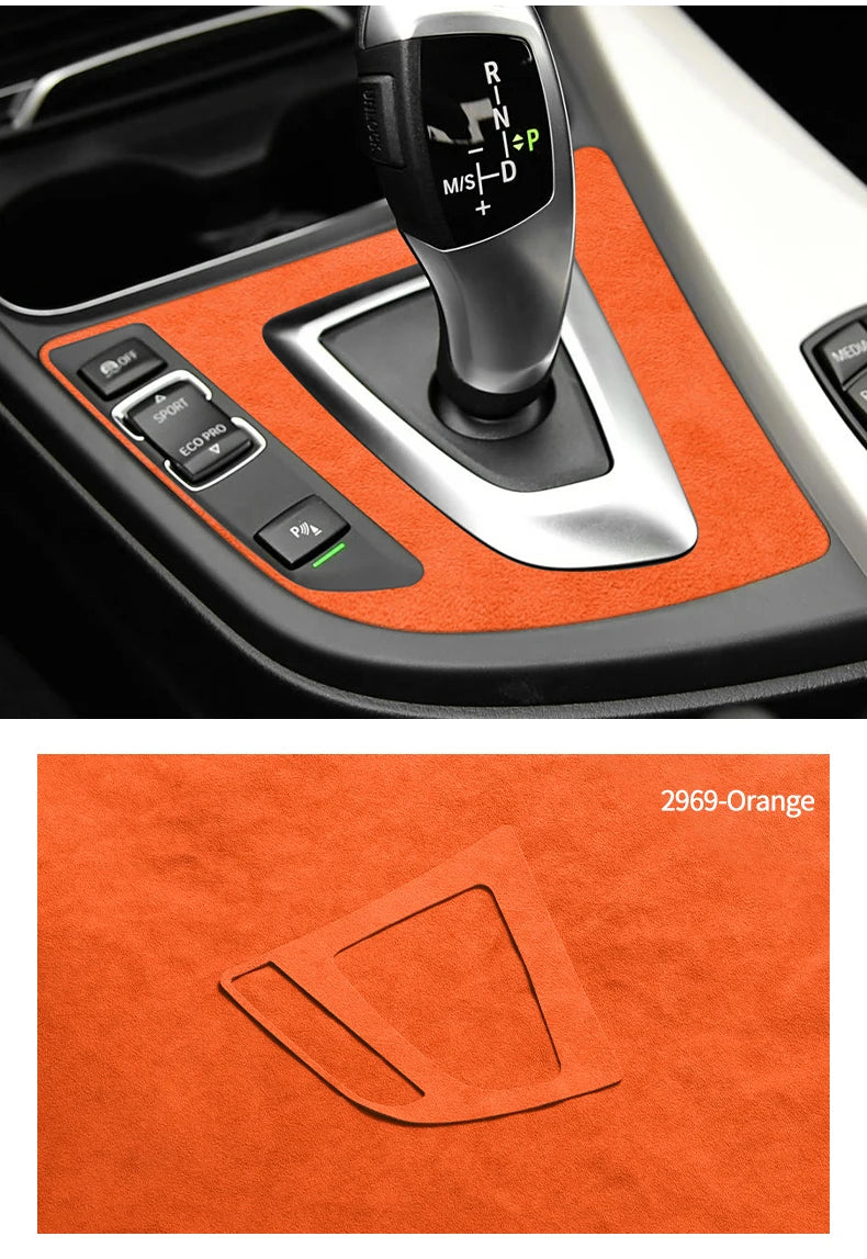 For BMW F30 F34 F36 Gear Shift Control Panel Trim Frame Decorative Sticker Made of Alcantara Car Interior Tuning Accessories