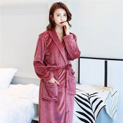 Thiened Long Pajamas Couples Flannel Spwear Coral Fce Home Clothes Men Women Robe Autumn Winter Nightgown Casual Sle