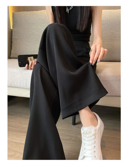 High Waist Wide Leg Pants Women's Loose Casual Straight Nine Points Super plus Size Slimming Trousers Korean Sle Spring Aut...