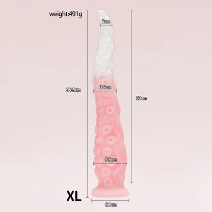 Liquid Silicone Long Anal Plug Octopus Tentacles Adult Sex Toy Clitoris Anus Stimulation Powerful Suction Cups To Free up Hands.
