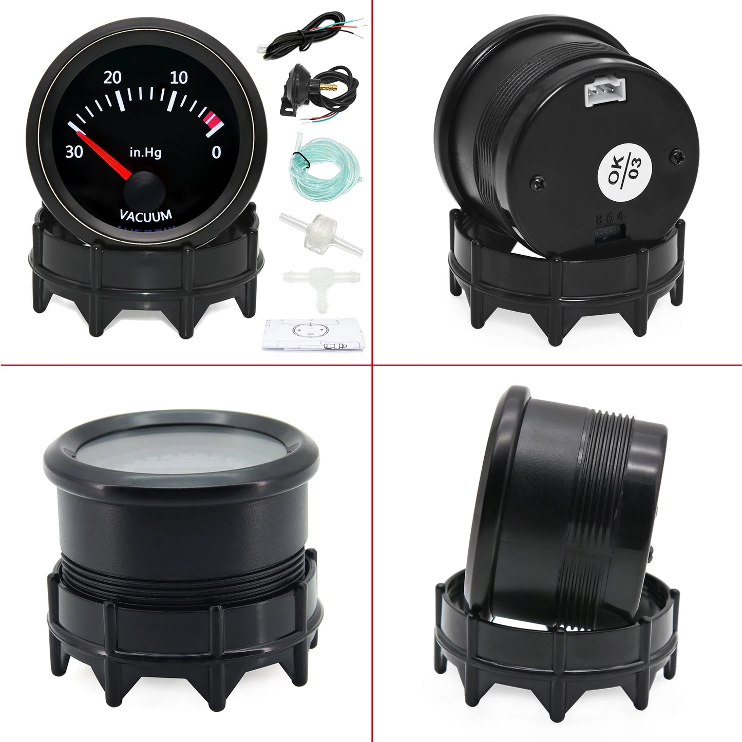 2'' 52mm Racing Car Indicator Water Temp Gauge Oil Temp Meter Voltmeter Oil Press Vacuum Boost Air Fuel Ratio EGT Instrument
