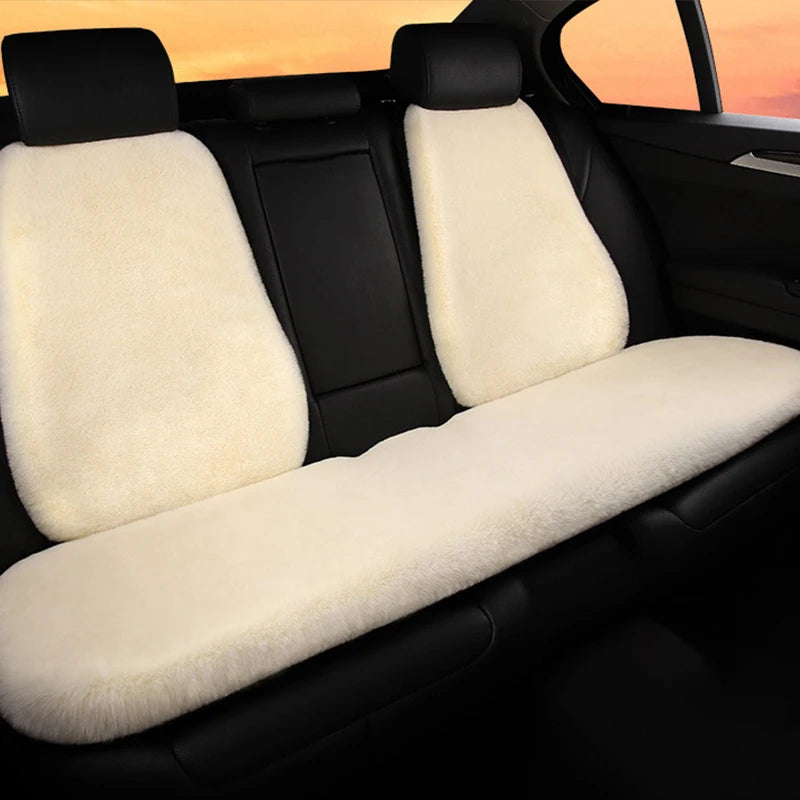 2/3/4pcs Super Soft Fluffy Rabbit Faux Fur Car Seat Cover Winter Plush Warm Thick Home Car Seat Cushion Pad Neck/Waist Pillow