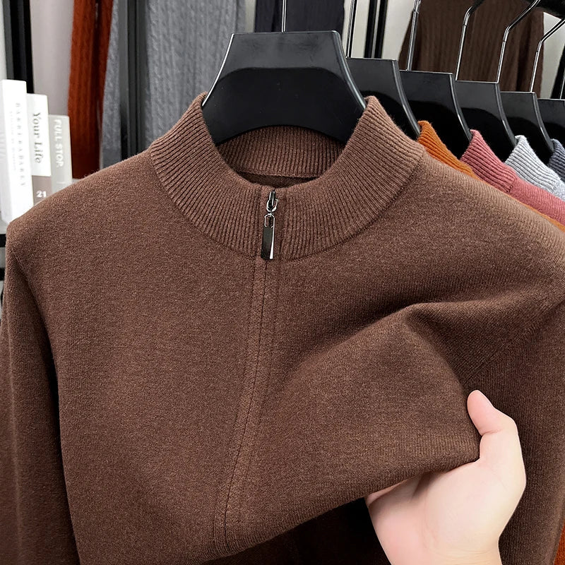 Light Luxury 2025 Knitted Cardigan Men's Winter New Trend Warm Sweater Jacket with Wool Sweater Zipper Sweatshirt
