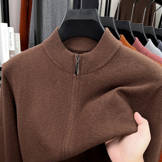 Light Luxury 2025 Knitted Cardigan Men's Winter New Trend Warm Sweater Jacket with Wool Sweater Zipper Sweatshirt
