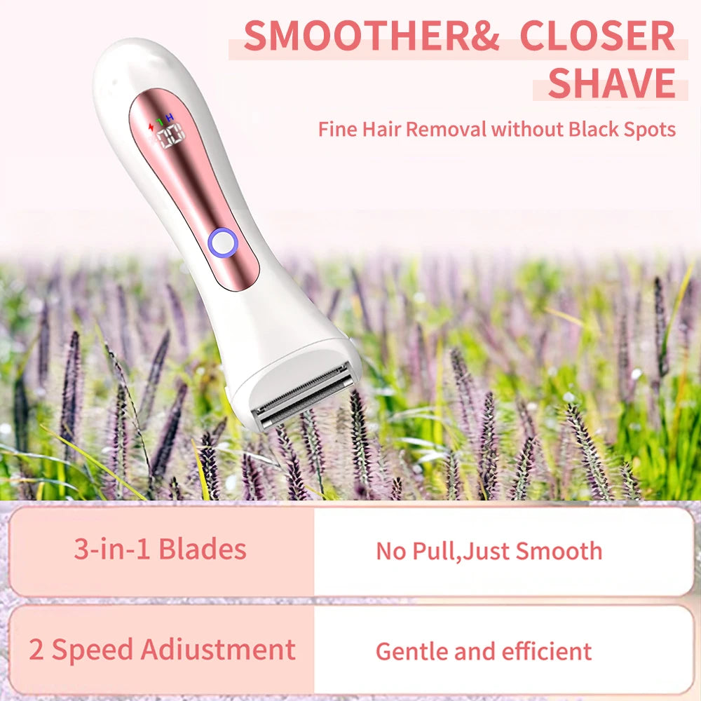 Wet & Dry electric Epilator for Legs and Body, IPX7 Waterproof, Portable Female Shaver Lady Bikini Trimmer Facial Hair Remover