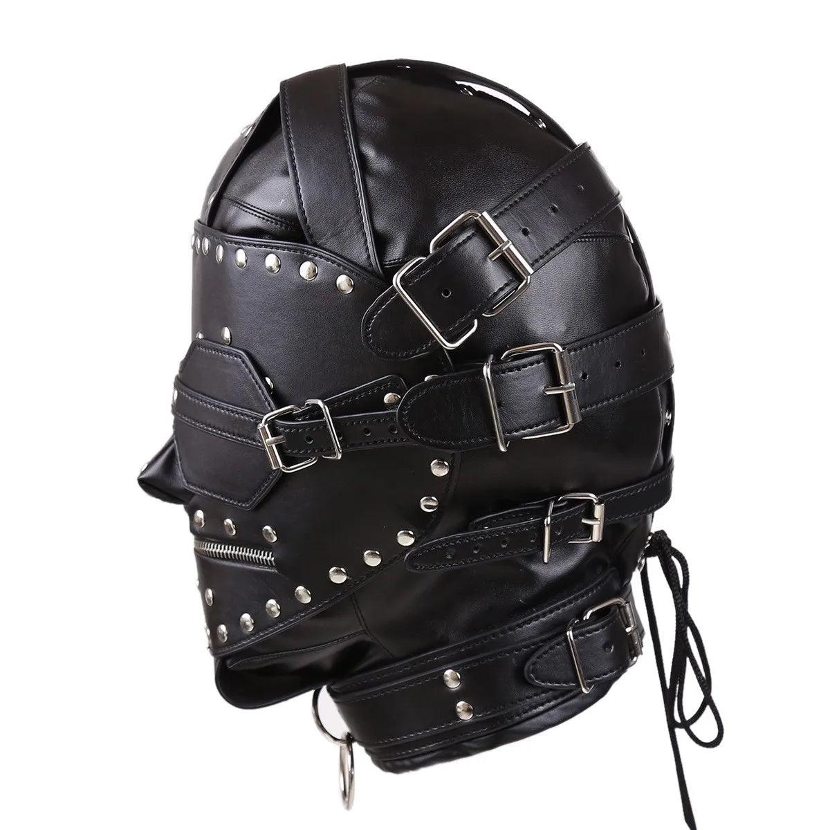 PU Leather Adult products SM Sex Full Head Bondage Hood Headgear Mouth Open Lockable Gimp Bondage BDSM Sex Toy for Couple