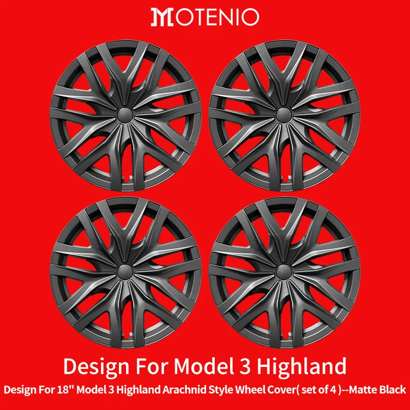 4PCS for Model 3 Highland 2023-Prese Wheel Cover 18 Inch Hubcap Arachnid Style Wheel Cover Rim Hubcaps Car Protection for Tesla