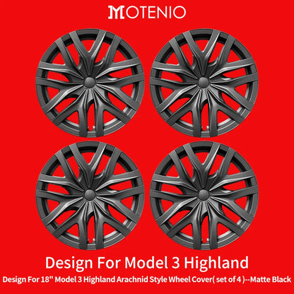 4PCS for Model 3 Highland 2023-Prese Wheel Cover 18 Inch Hubcap Arachnid Style Wheel Cover Rim Hubcaps Car Protection for Tesla
