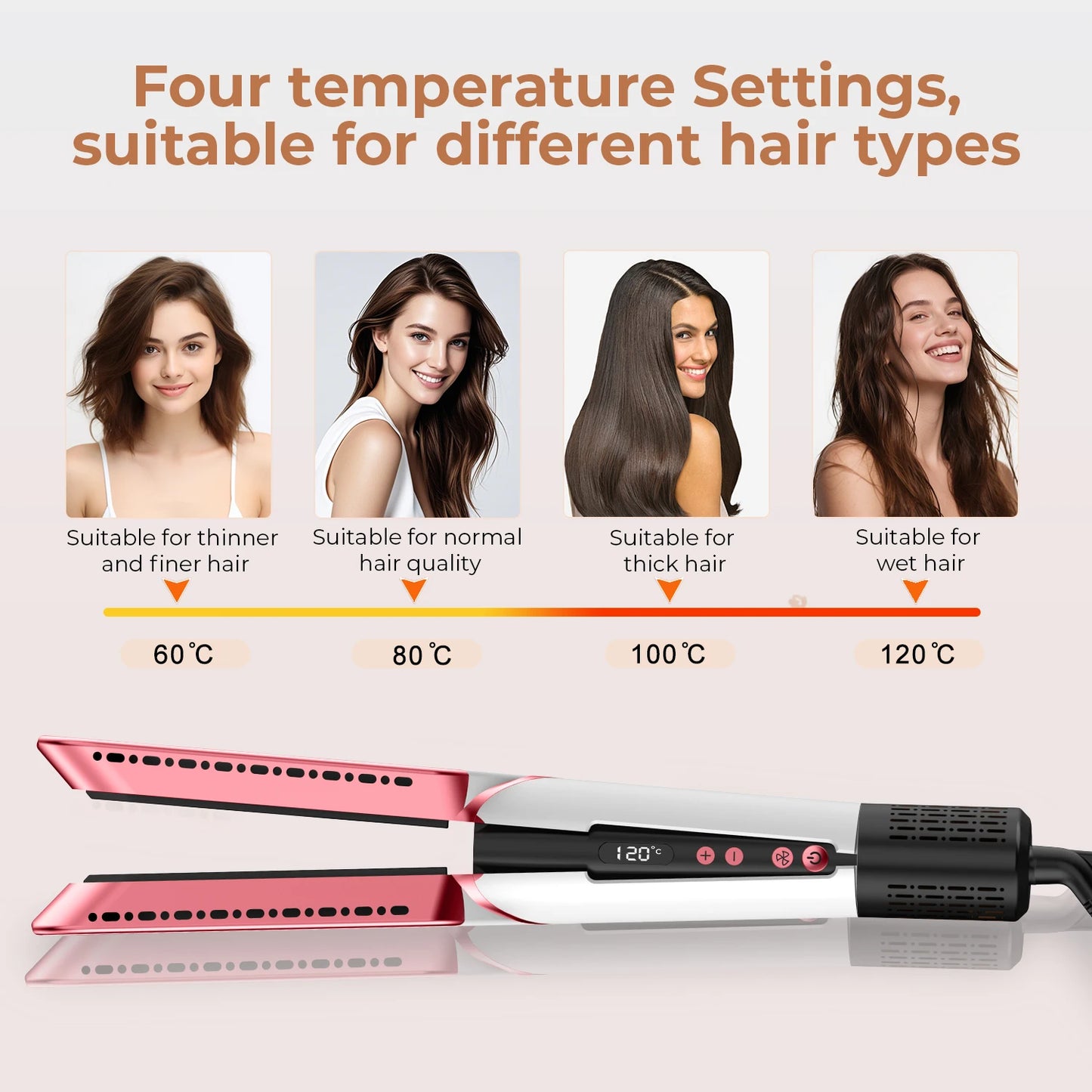 TINSOL New 2-in-1 Multifunctional Hair Dryer Air Straightener Negative Ion Hair Styling Tool Long-Lasting Styling Tool