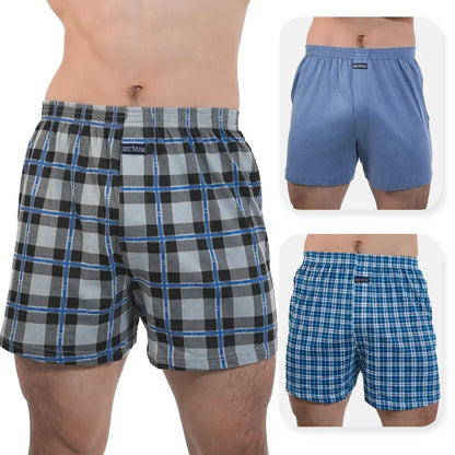 3pcs Mens High Waist Boxers Briefs 100% Cotton Plus Size Sleepwear Elastic Waistband Lounge ARO Pants Home Wear Comfort 50-140kg