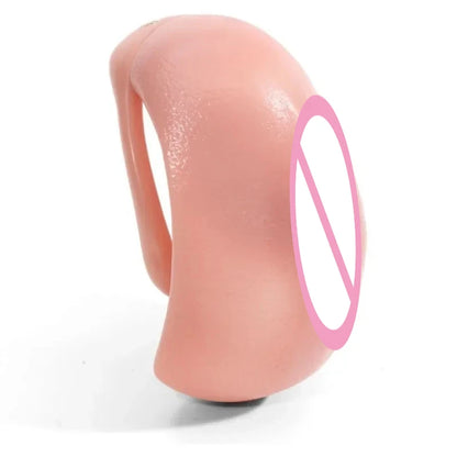 Realistic Pussy Hole Chastity Cage with 4 Size Penis Rings for Men Curve Vagina Texture Cock Lock Bondage Sex Toys for Gay Sissy