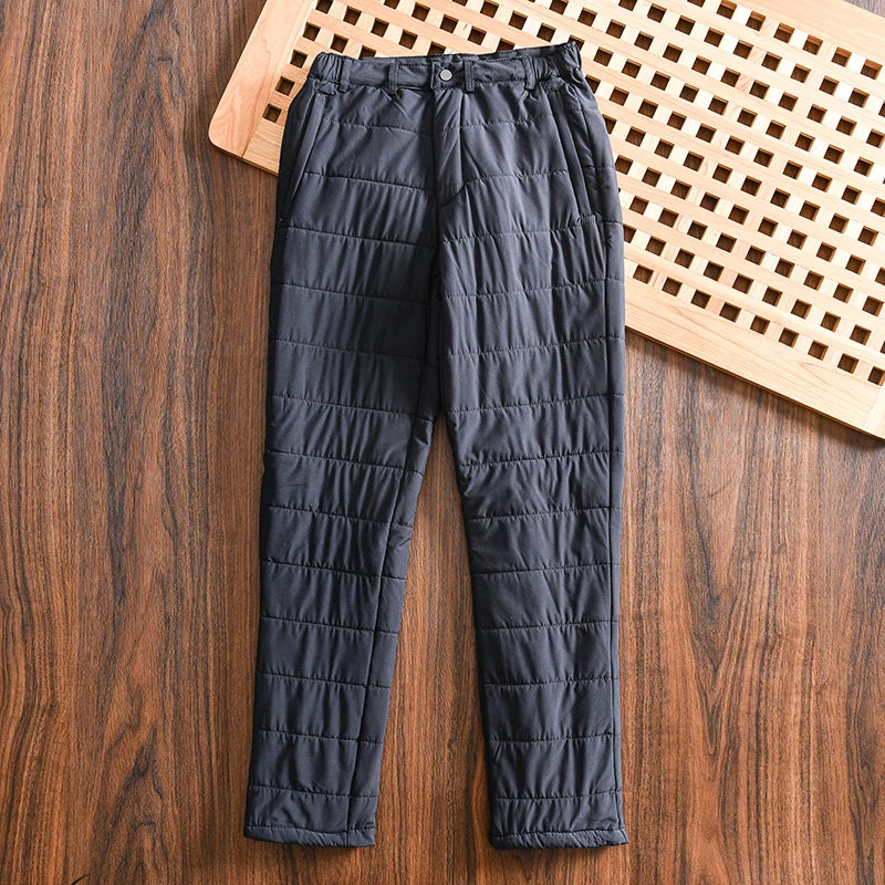 Thickened Quilted Men's Cotton Pants Fleece Lined Casual Long Trousers Warm Winter Autumn Wear Comfortable Breathable