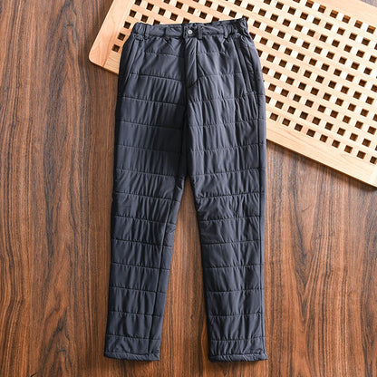 Thickened Quilted Men's Cotton Pants Fleece Lined Casual Long Trousers Warm Winter Autumn Wear Comfortable Breathable